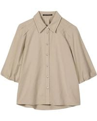 Luisa Cerano - Katoenen En Linnen Blouse Met Halflange Mouwen - Lyst