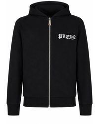 Philipp Plein - Hoodies & Sweatvesten ,Zwart ,Katoen Hoodie Sweatjacket Skull - Lyst