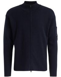 C.P. Company - Cotton Sea Island Zipped Lens Cardigan - Lyst