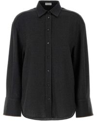 Brunello Cucinelli - Overhemden ,Grijs ,Wol Virgin Wool Shirt - Lyst