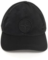 Stone Island - Zwarte Nylon Metalen Ingedrukt Logo Hoed - Lyst