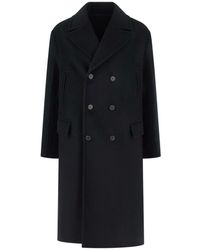 Fendi - Jassen ,Zwart ,Wol Dubbele-Rijen Wollen Angora Jas - Lyst
