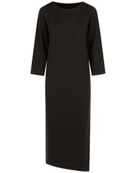 Courreges - Kleedjes ,Zwart ,Wol Gedrapeerde Lange Jurk Van Wol - Lyst