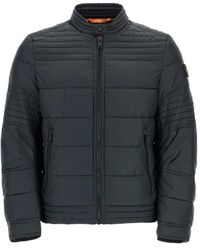 BOSS - Jassen ,Zwart ,Polyester Hoge Kraag Donsjas - Lyst