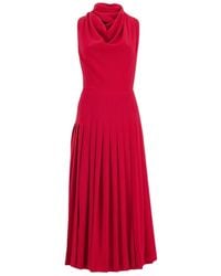 Altuzarra - Rode Midi Jurk Met Cowl Neck - Lyst