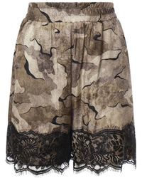 Pinko - Korte Broeken ,Veelkleurig ,Satijn Tinozza Short Satin Jacquard - Lyst