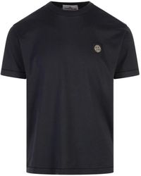 Stone Island - Blauwe Katoenen T-Shirts En Polos - Lyst
