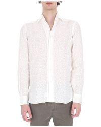 Barba Napoli - Overhemden ,Wit ,Linnen Camicia Collo Paramontura - Lyst