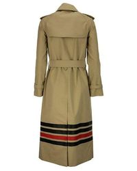 Burberry Stripe Detail Gabardine Trench Coat Waterloo Beige - Neutro