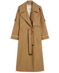 Max Mara - Jassen ,Bruin ,Leer Jassen Met Ceintuur - Lyst