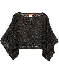 Missoni - Zigzag Mesh Top Met Pailletten En Wijde Mouwen - Lyst