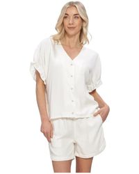 Object - Overhemden ,Wit ,Objframe 2/4 V-Neck Re Top - Lyst