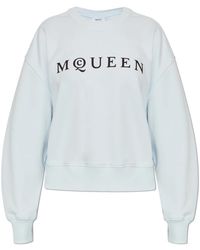 McQueen - Sweatshirt Met Logo En Fluweelzachte Afwerking - Lyst