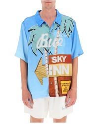 BLUE SKY INN - Camicia da bowling in raso con stampa grafica - Lyst