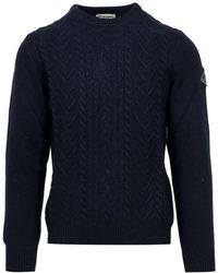 Roy Rogers - Truien & Vesten ,Blauw ,Wol Blauwe Trui Met Gevlochten Breipatroon - Lyst
