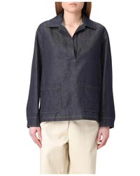 Max Mara - Overhemden ,Blauw ,Polyester Elegante Mouwloze Top - Lyst