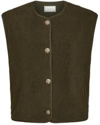 Neo Noir - Army Teddy Vest Met Gouden Knopen - Lyst