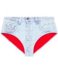 DIESEL - Slip bikini con stampa denim trompe-l'oeil - Lyst