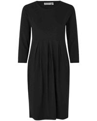 Masai - Kleedjes ,Zwart ,Elegante Zwarte Jurk Met 3/4 Mouwen - Lyst