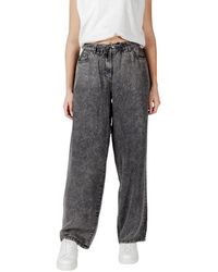 ONLY - Schwarze Lyocell Wide-Leg Acid Wash Hose - Lyst