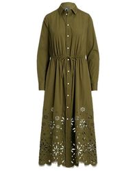 Polo Ralph Lauren - Baumwollhemdkleid mit lochstickerei - Lyst