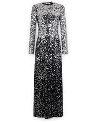 Rabanne - Kleedjes ,Zwart ,Pailletten Zwart Paillet Lang Jersey Jurk - Lyst