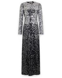 Rabanne - Kleedjes ,Zwart ,Pailletten Zwart Paillet Lang Jersey Jurk - Lyst