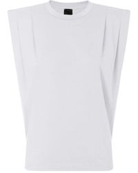 Pinko - Tops ,Wit ,Katoen Myranda T-Shirt Met Plooidetails - Lyst