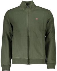 Napapijri - Groene Sweatshirt Met Lange Mouwen En Rits Geborduurd Logo - Lyst