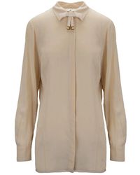 Elisabetta Franchi - Button Blouse Met Strikdetail - Lyst
