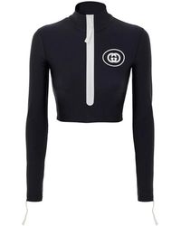 Gucci - Zwarte Technische Stof Lange Mouwen Top - Lyst