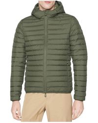 Save The Duck - Jassen ,Groen ,Polyester Luke Gewatteerde Jas Met Capuchon - Lyst