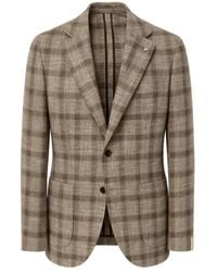 L.B.M. 1911 - B.M. 1911, ,Jassen ,Bruin ,Katoen Geruite Blazer - Lyst