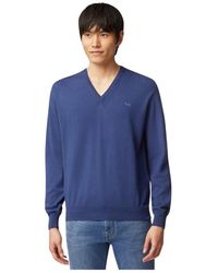 Harmont & Blaine - Truien & Vesten ,Blauw ,Katoen Blauwe Organische Katoenen Crewneck Sweater - Lyst