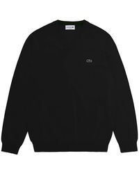 Lacoste - Jersey tricot in neck black - Lyst
