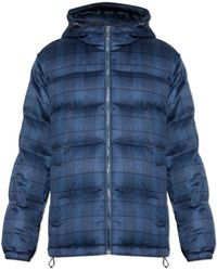 Etro - Jassen ,Blauw ,Wol Wollen En Kasjmier Donzen Jas Met Ruitmotief - Lyst