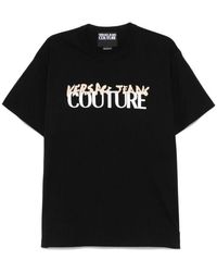 Versace Jeans Couture - Schwarzes rundhals-kurzarm-t-shirt - Lyst