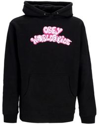 Obey - Hoodies & Sweatvesten ,Zwart ,Katoen Butterfly Basic Hooded Fleece Sweatshirt - Lyst