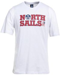 North Sails - Magliette bianca in cotone con logo - Lyst