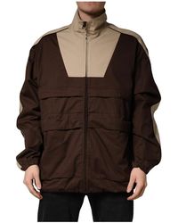 Dolce & Gabbana - Jassen ,Veelkleurig ,Katoen Zip Windbreaker Jacket - Lyst