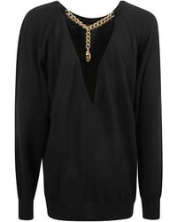 Moschino - Truien & Vesten ,Zwart ,Zwarte Sweaters Met Kettingen & Harten - Lyst