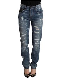 Dolce & Gabbana - Broek Distressed Denim Jeans Rechte Pijpen - Lyst