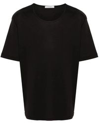 Lemaire - Tops ,Zwart ,Inktvisinkt U-Hals T-Shirt - Lyst