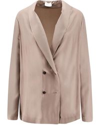 Alysi - Double-Breasted Zijden Blazer - Lyst