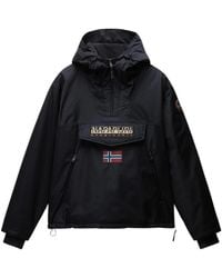 Napapijri - Jassen ,Zwart ,Polyester Zwarte Rainforest Anorak Met Dubbele Rits - Lyst