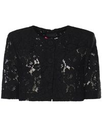 Pinko - Jassen ,Zwart ,Katoen Lace Spencer Jacket - Lyst