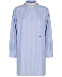 Prada - Geborduurde Gestreepte Poplin Top - Lyst
