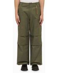 DARKPARK - Broeken ,Groen ,Katoen Twill Wide-Leg Broek - Lyst