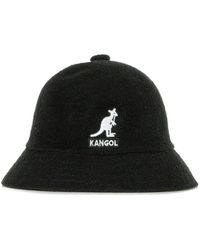 Kangol - Accessoires ,Zwart ,Casual Zwarte Bucket Hat Met Groot Logo - Lyst