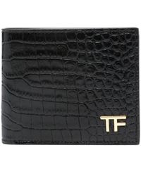 Tom Ford - Schwarze krokodil geprägte brieftasche - Lyst